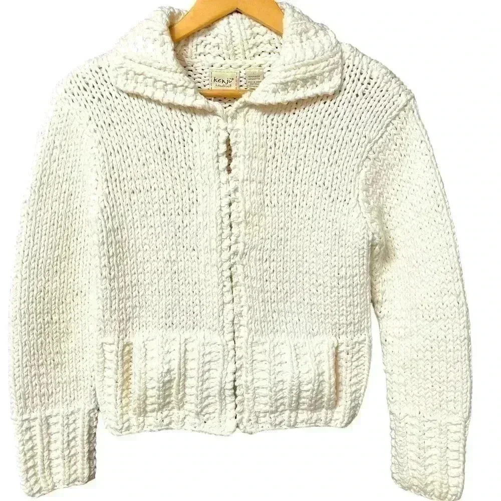 White Kenji hand knit high quality jacket